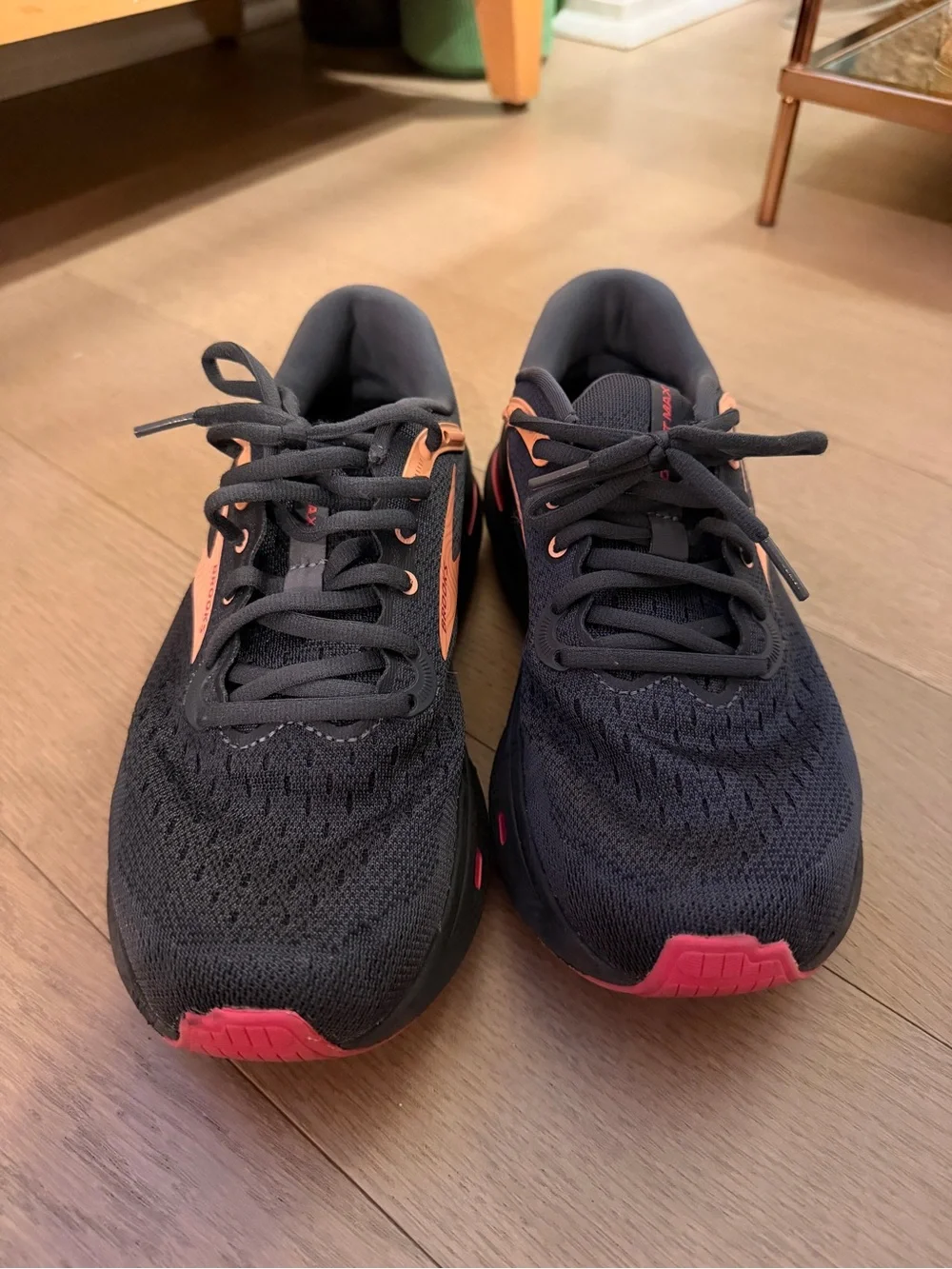 Brooks Ghost Max Women's Running Shoes — Black with Peach and Pink Accents